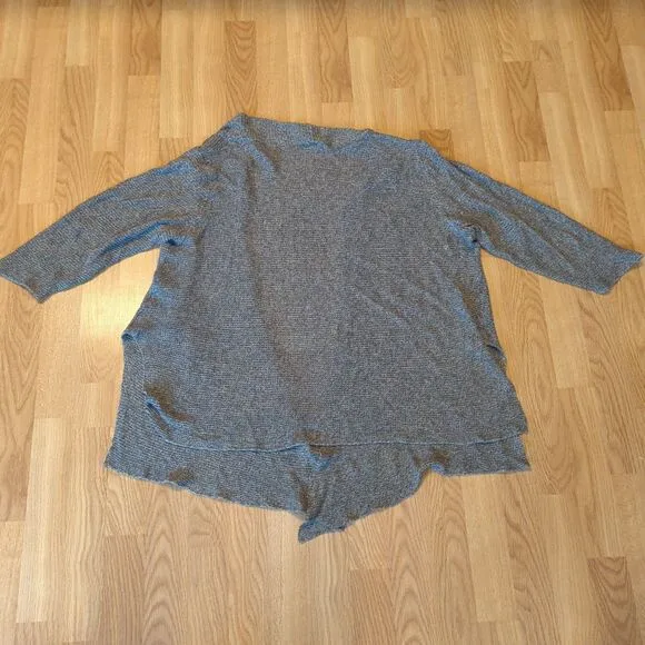Eileen Fisher Cardigan Duster Sweater Womens 1X Brown Linen Open Lightweight