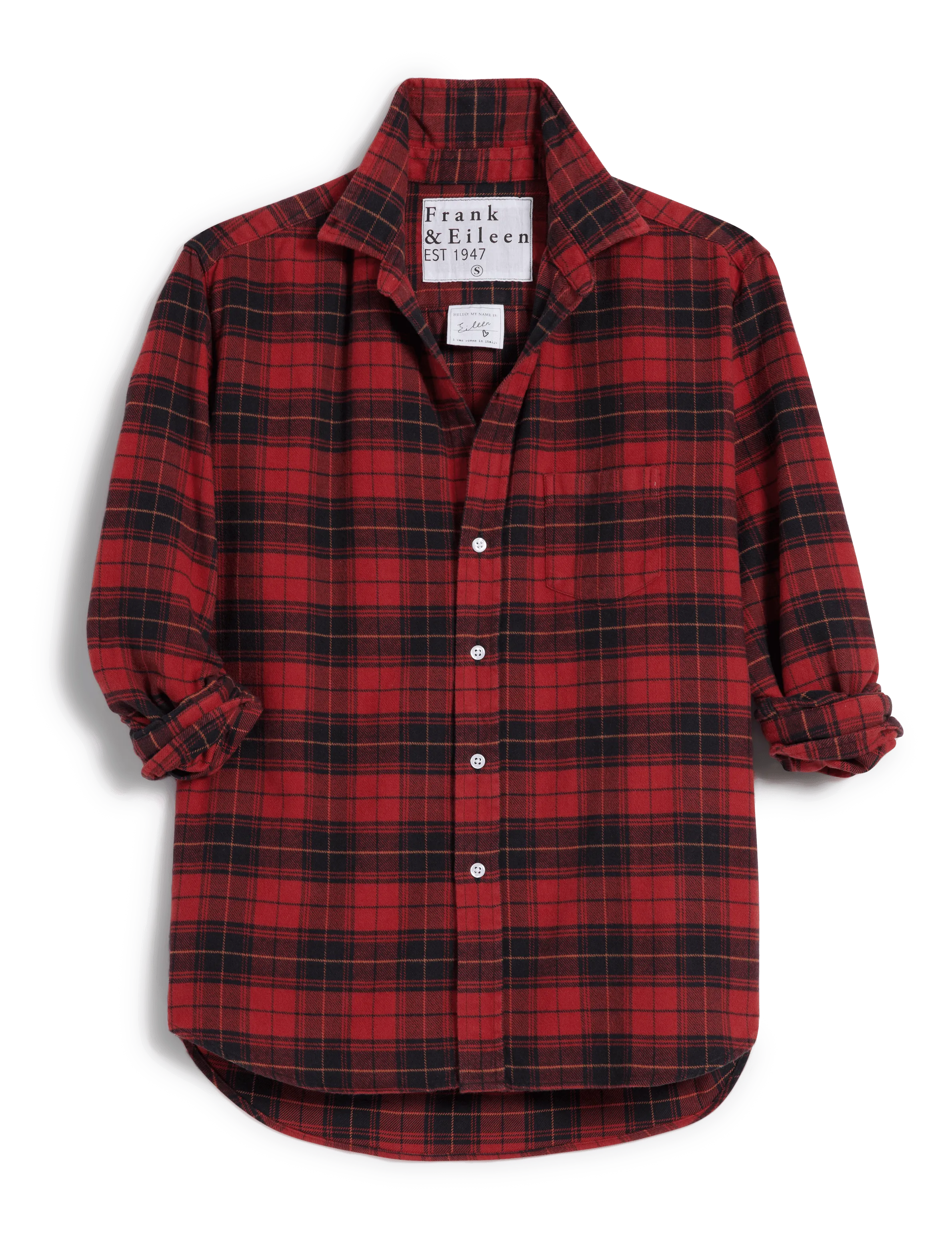 EILEEN Heather Red and Black Plaid, Italian Flannel