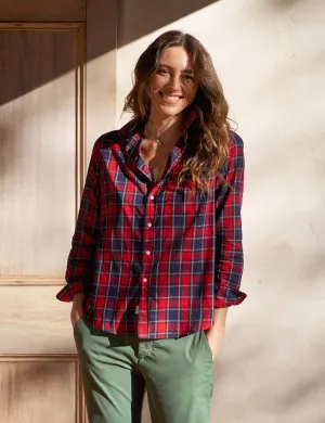 EILEEN Red and Navy with White Plaid, Italian Flannel