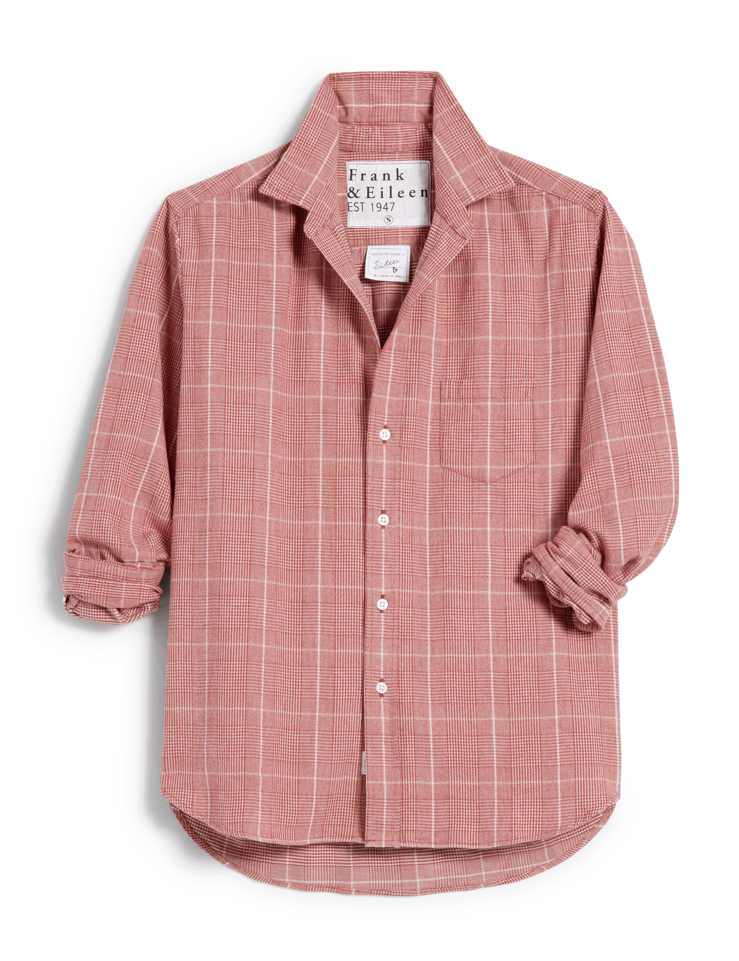 EILEEN Red Houndstooth Plaid, Italian Flannel