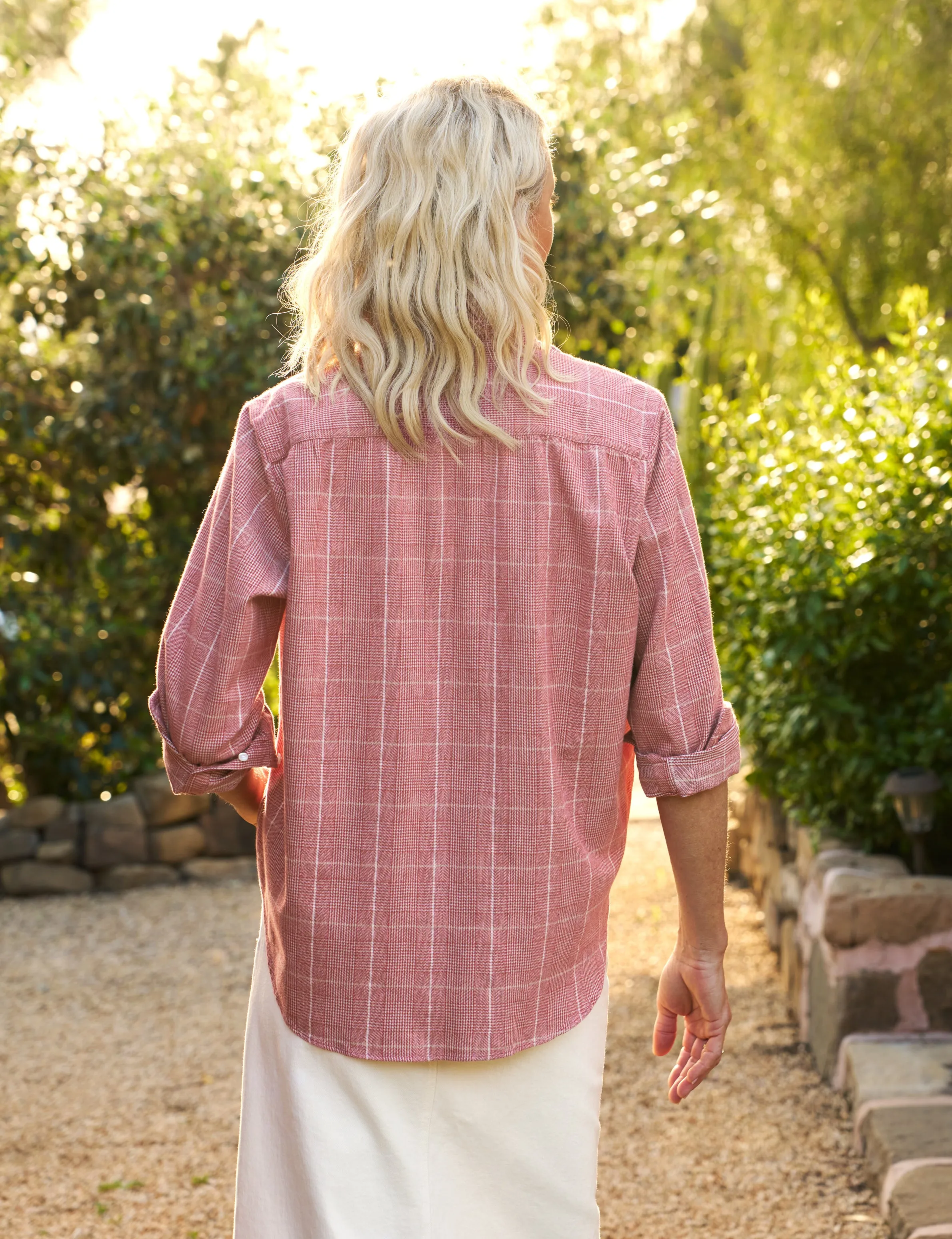 EILEEN Red Houndstooth Plaid, Italian Flannel