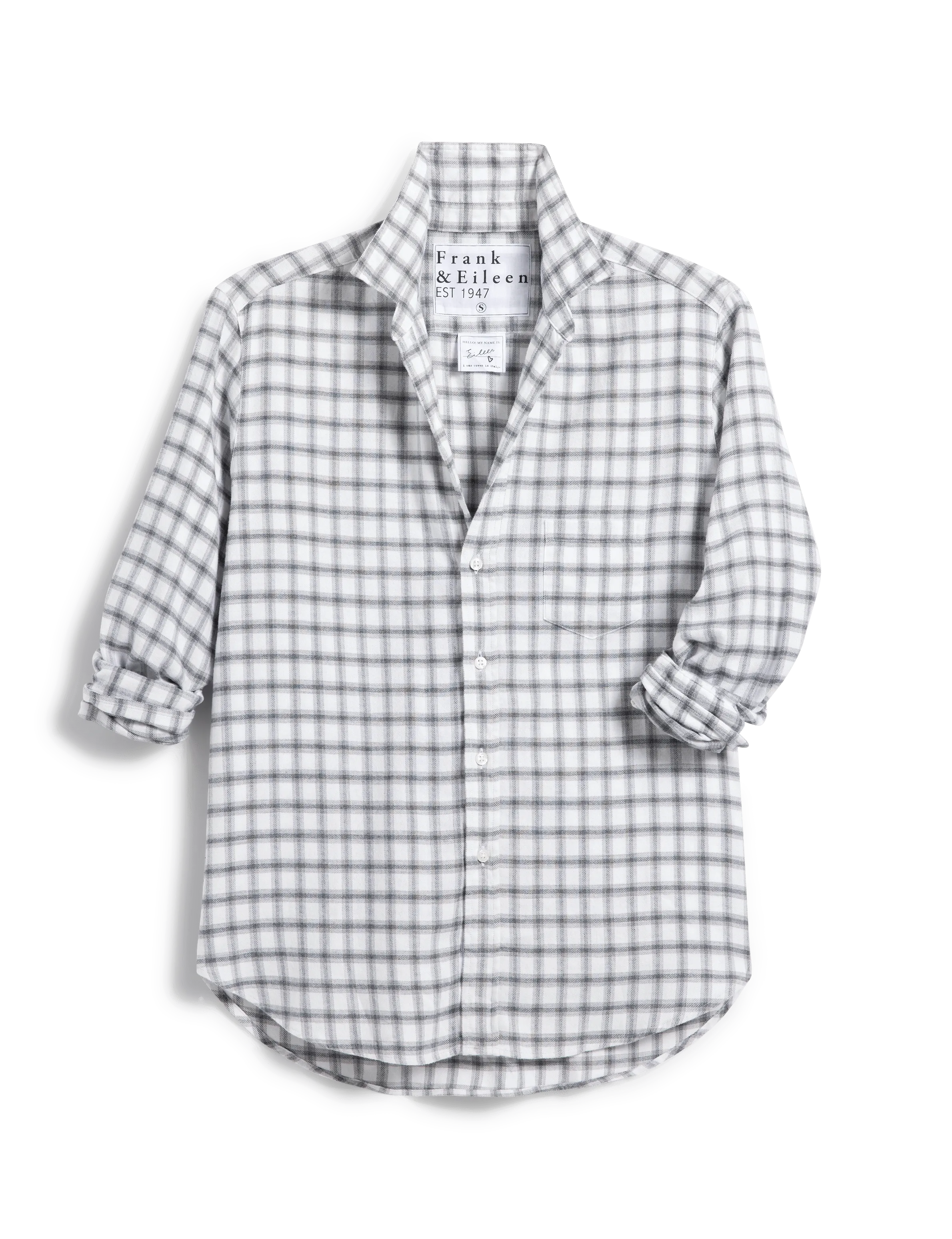 EILEEN White and Gray Plaid, Italian Flannel