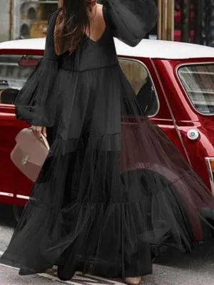 Elegant Vintage Lace Fairy Dress Long Sleeve Long Chic Party Dress