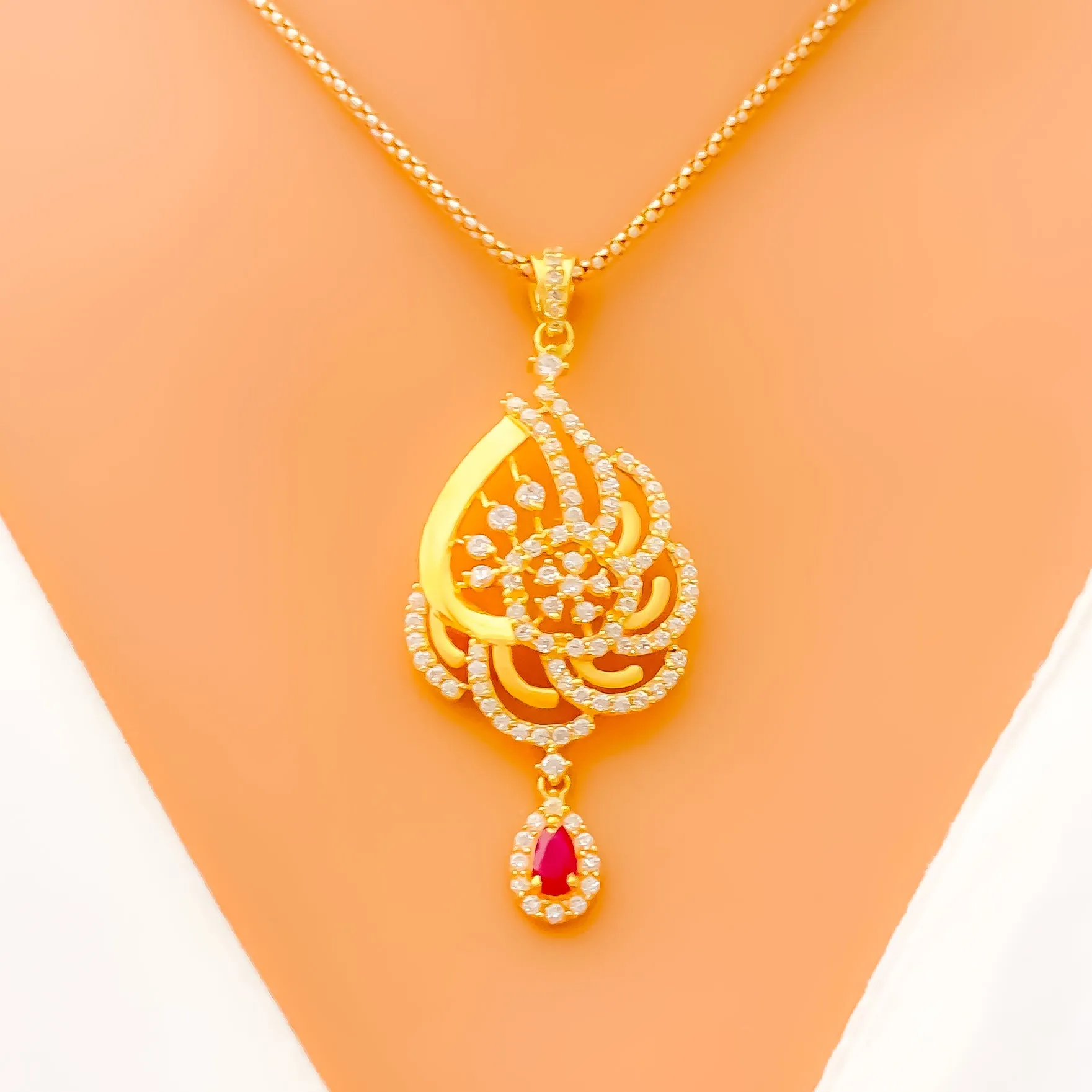 Elevated Graceful CZ Pendant Set