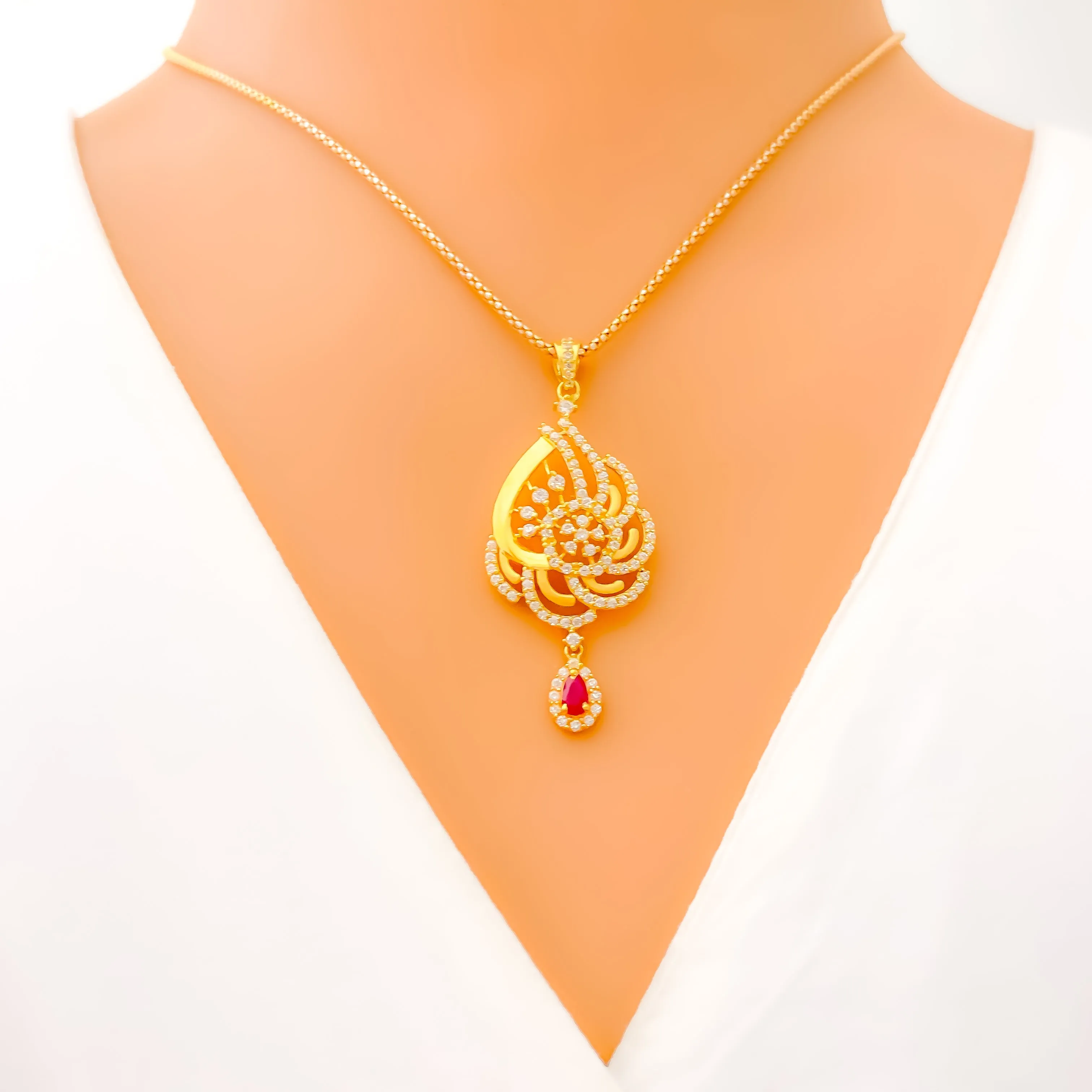 Elevated Graceful CZ Pendant Set
