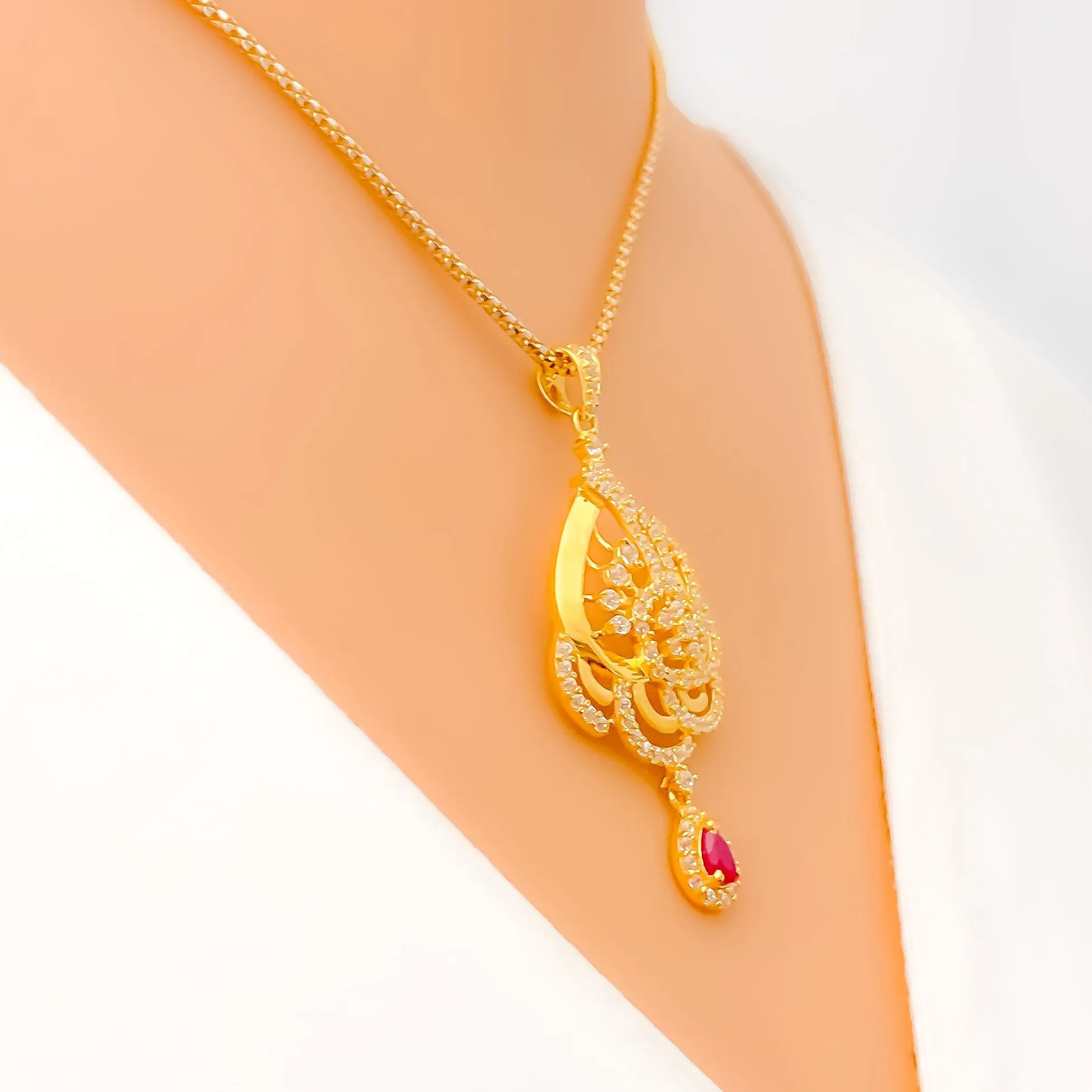 Elevated Graceful CZ Pendant Set