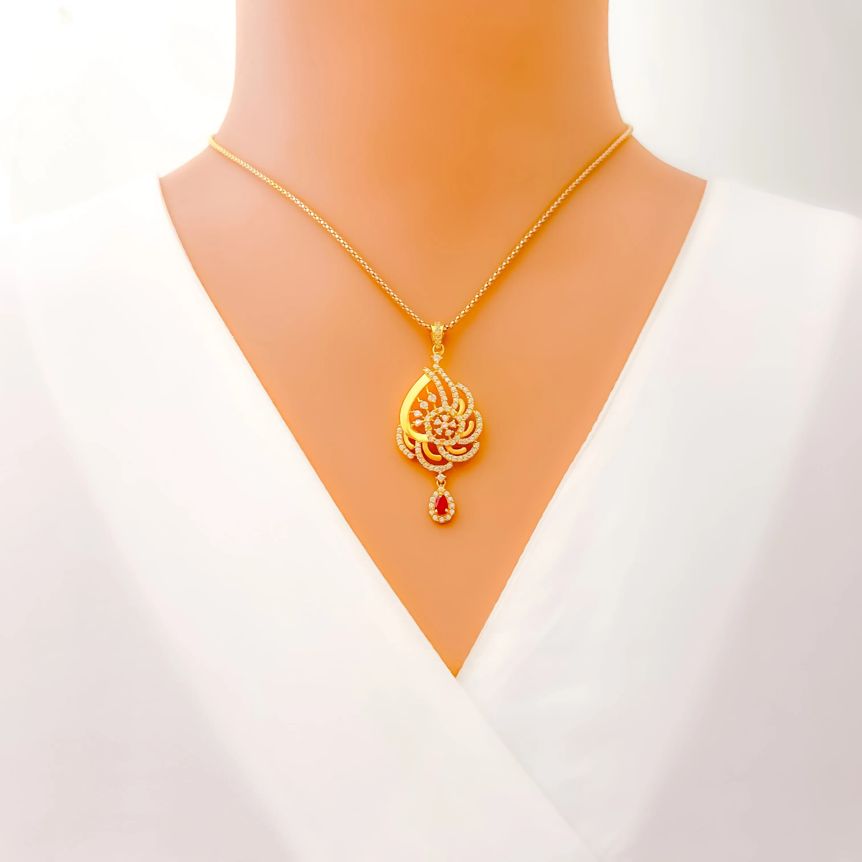Elevated Graceful CZ Pendant Set