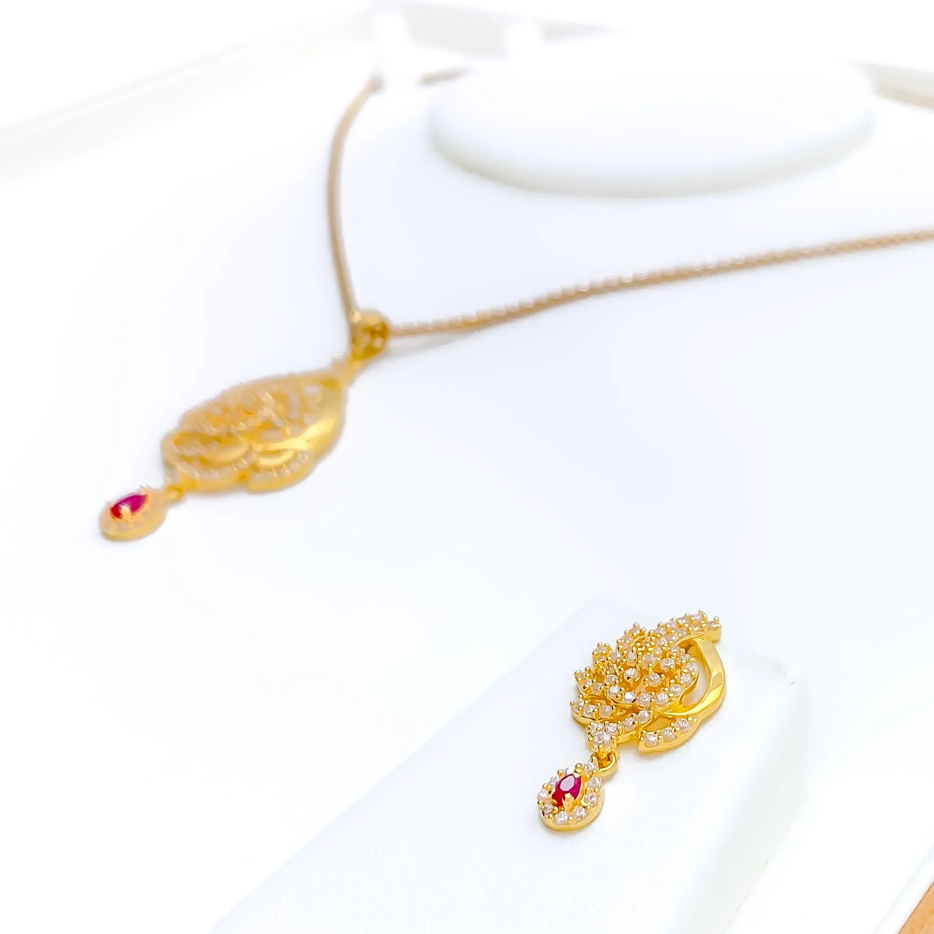 Elevated Graceful CZ Pendant Set