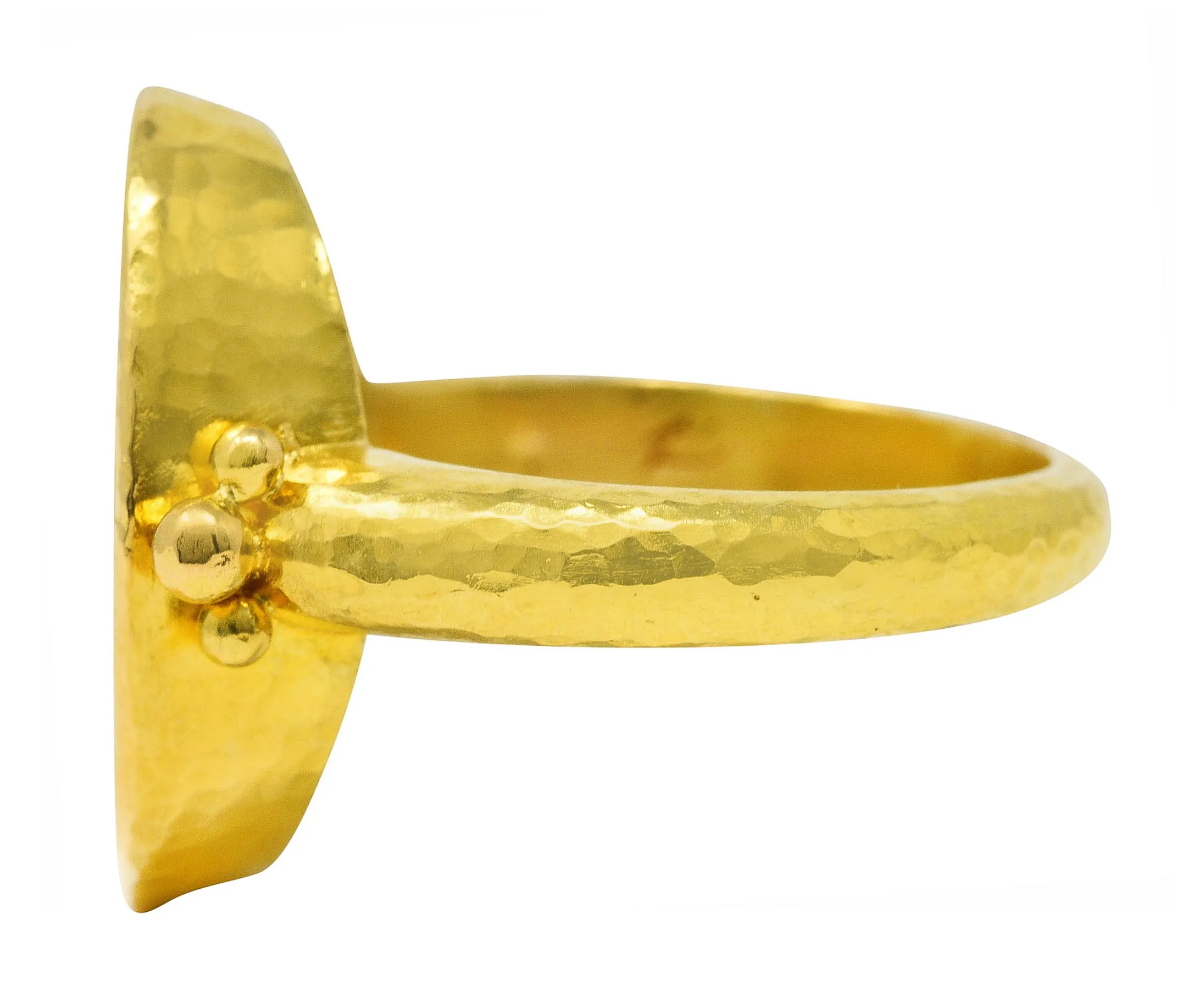 Elizabeth Locke Contemporary 19 Karat Yellow Gold Intaglio Crane Signet Ring