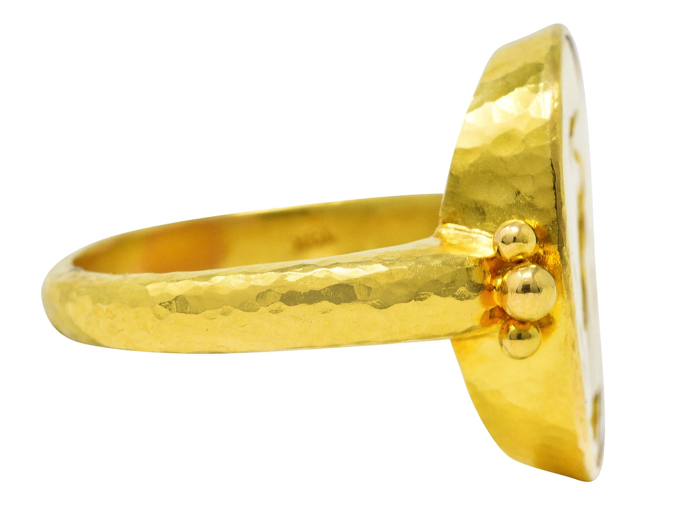 Elizabeth Locke Contemporary 19 Karat Yellow Gold Intaglio Crane Signet Ring