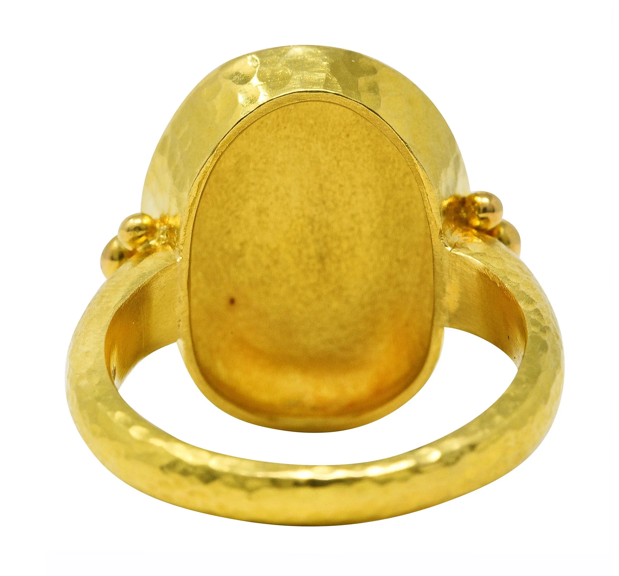 Elizabeth Locke Contemporary 19 Karat Yellow Gold Intaglio Crane Signet Ring