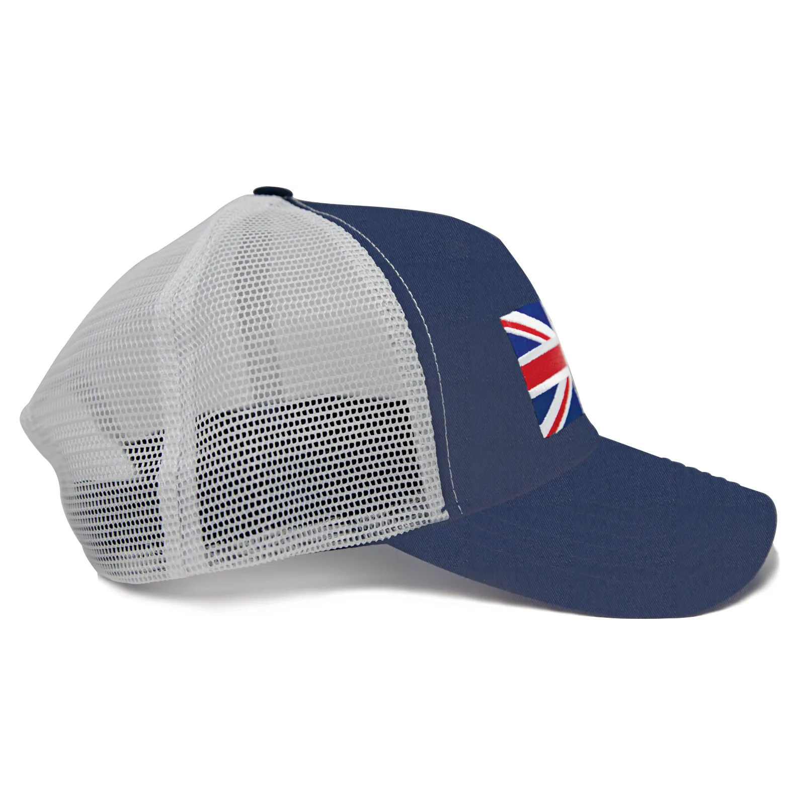 England Britain Flag Trucker Baseball Snapback Hat (Navy White) - International Tie