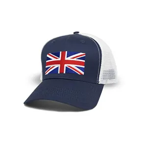 England Britain Flag Trucker Baseball Snapback Hat (Navy White) - International Tie