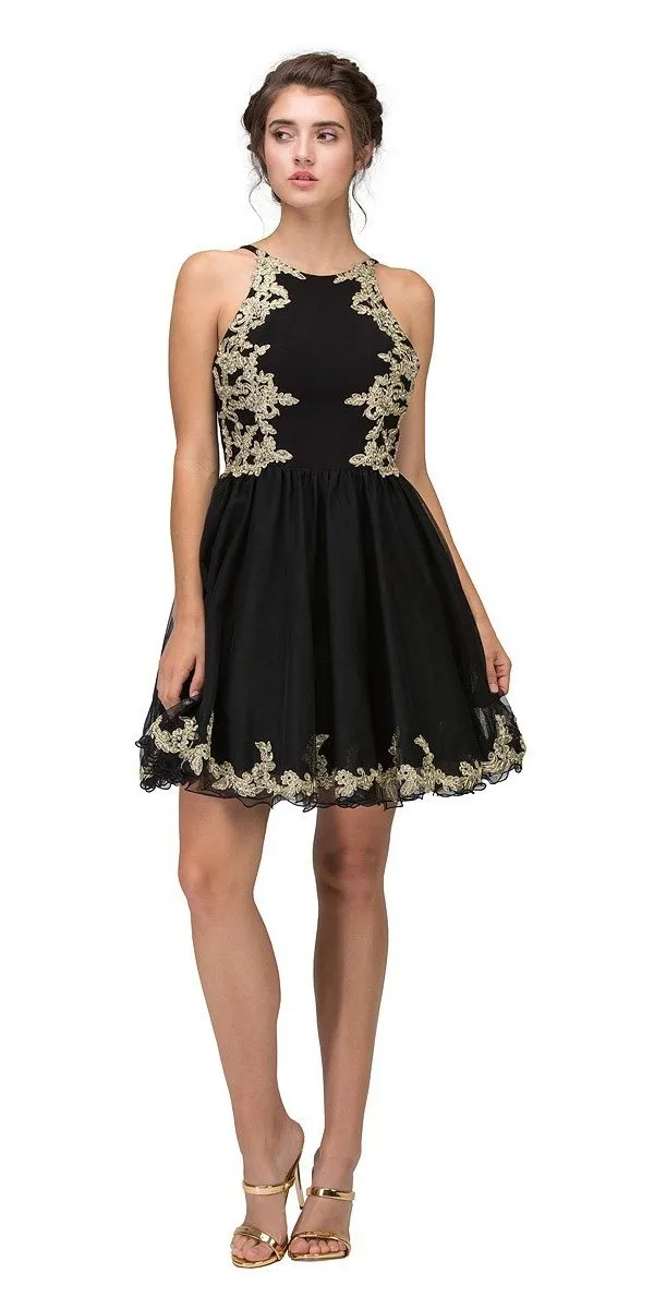 Eureka 6026 Short Dress with Appliques