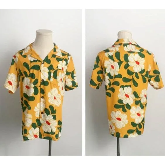Family Matching Shirt and Dress Set: Yellow Floral for a Springtime Look