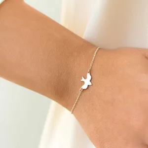FAMSHIN Tiny Peace Dove Bracelet Soar Flying Birds Bracelet Little Cute Swallow Baby Bird Bracelets Abstract Bracelets