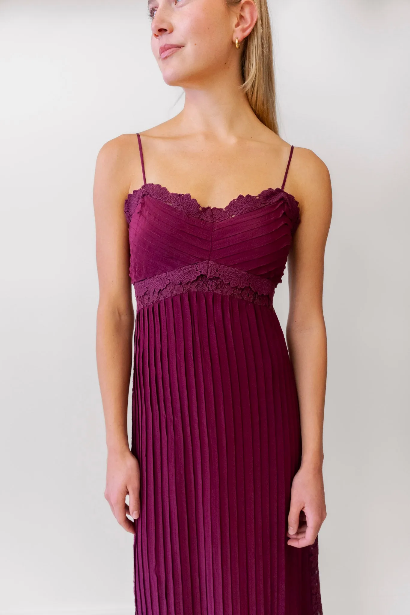 FARM Rio Pleated Slip Dress