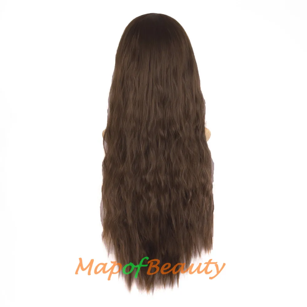 Fashion Flat Bangs Long Lace Front Wigs Heat Resistant Ordinary Wigs