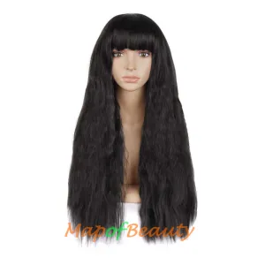 Fashion Flat Bangs Long Lace Front Wigs Heat Resistant Ordinary Wigs