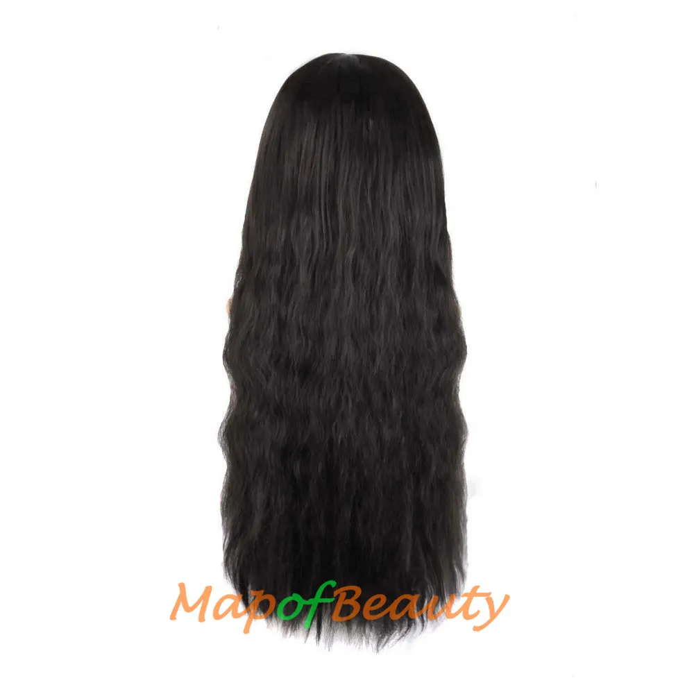 Fashion Flat Bangs Long Lace Front Wigs Heat Resistant Ordinary Wigs