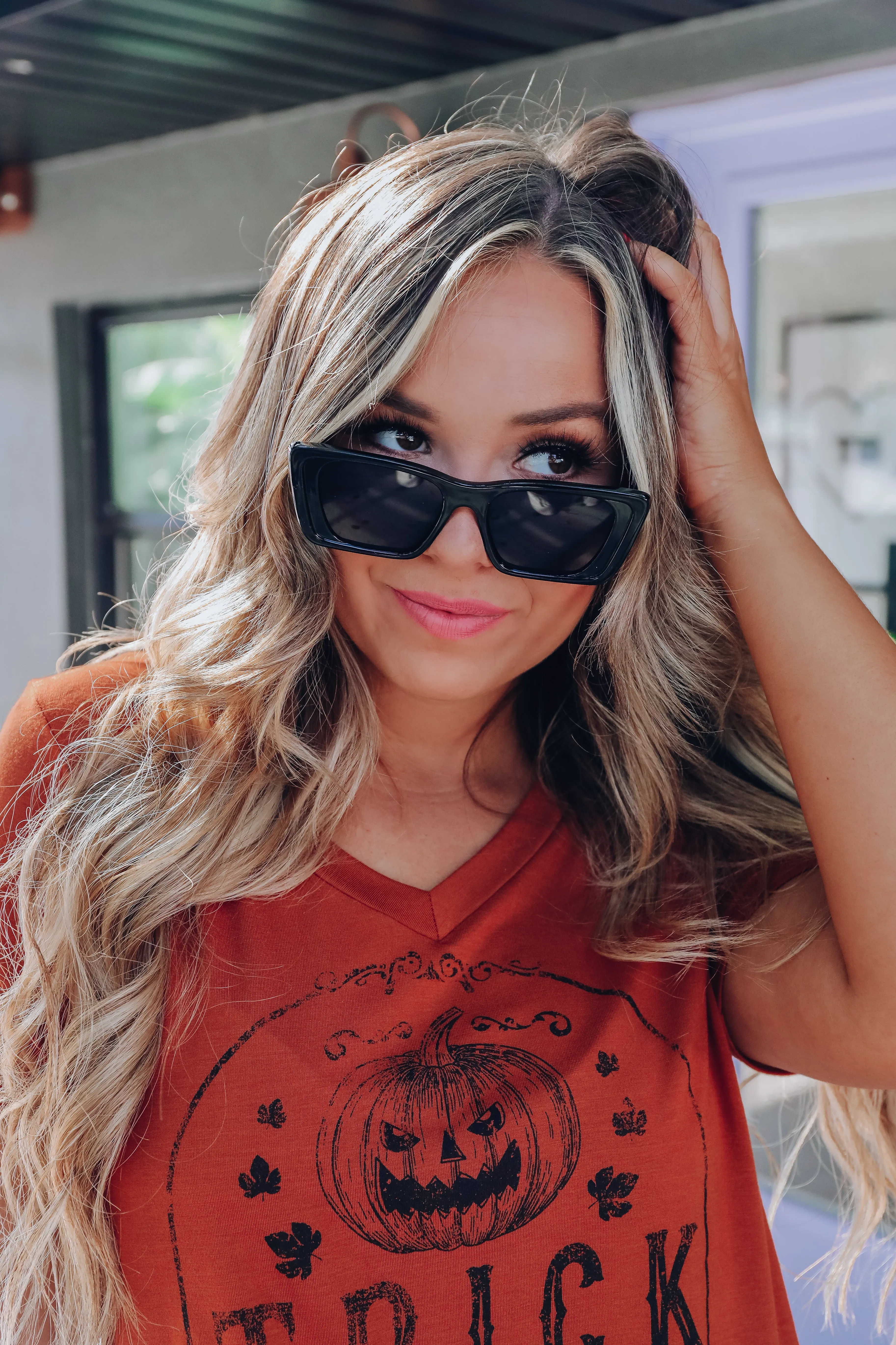 Fashion Frame Oversized Cat-Eye Sunglasses - Black