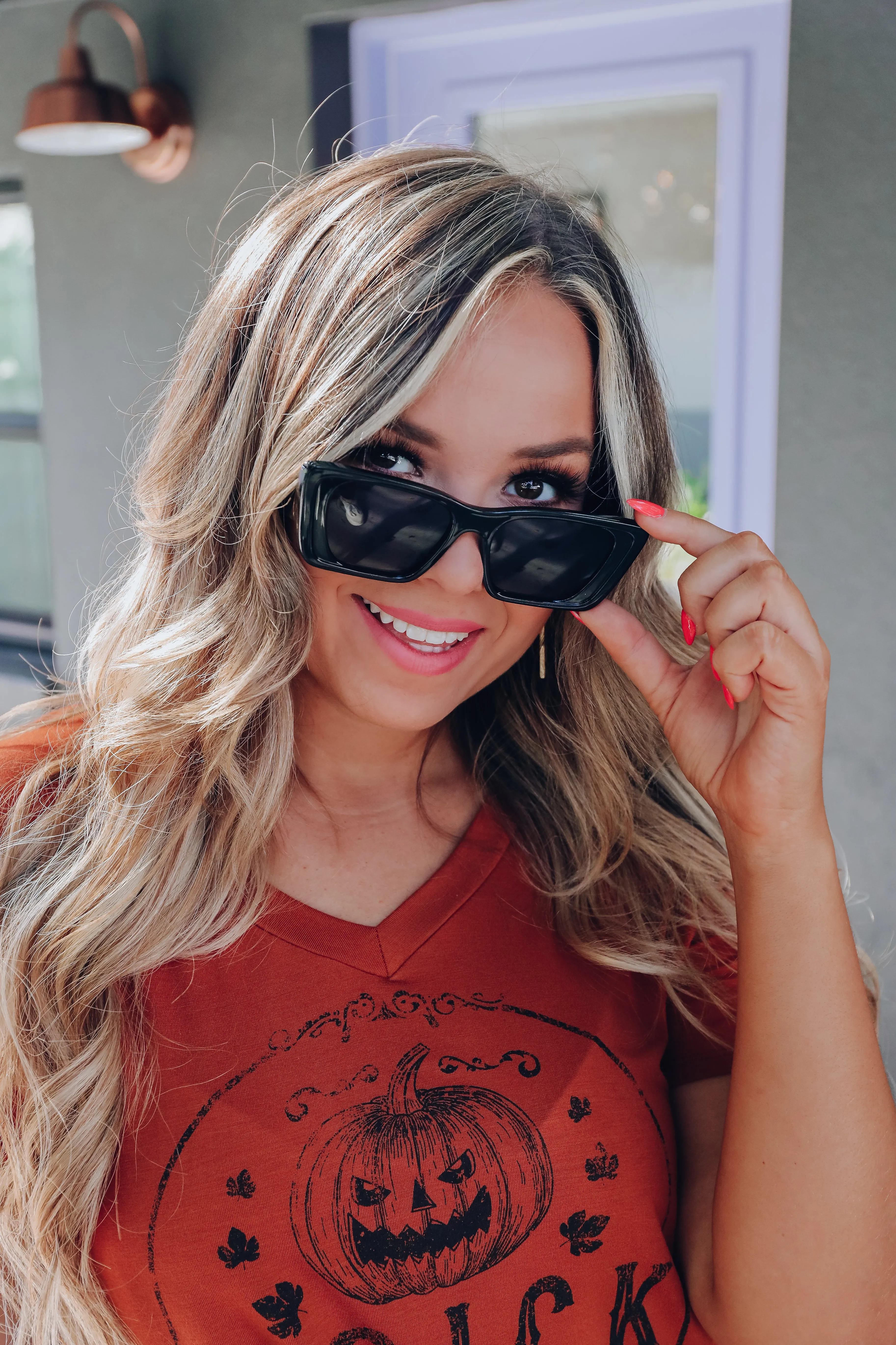 Fashion Frame Oversized Cat-Eye Sunglasses - Black