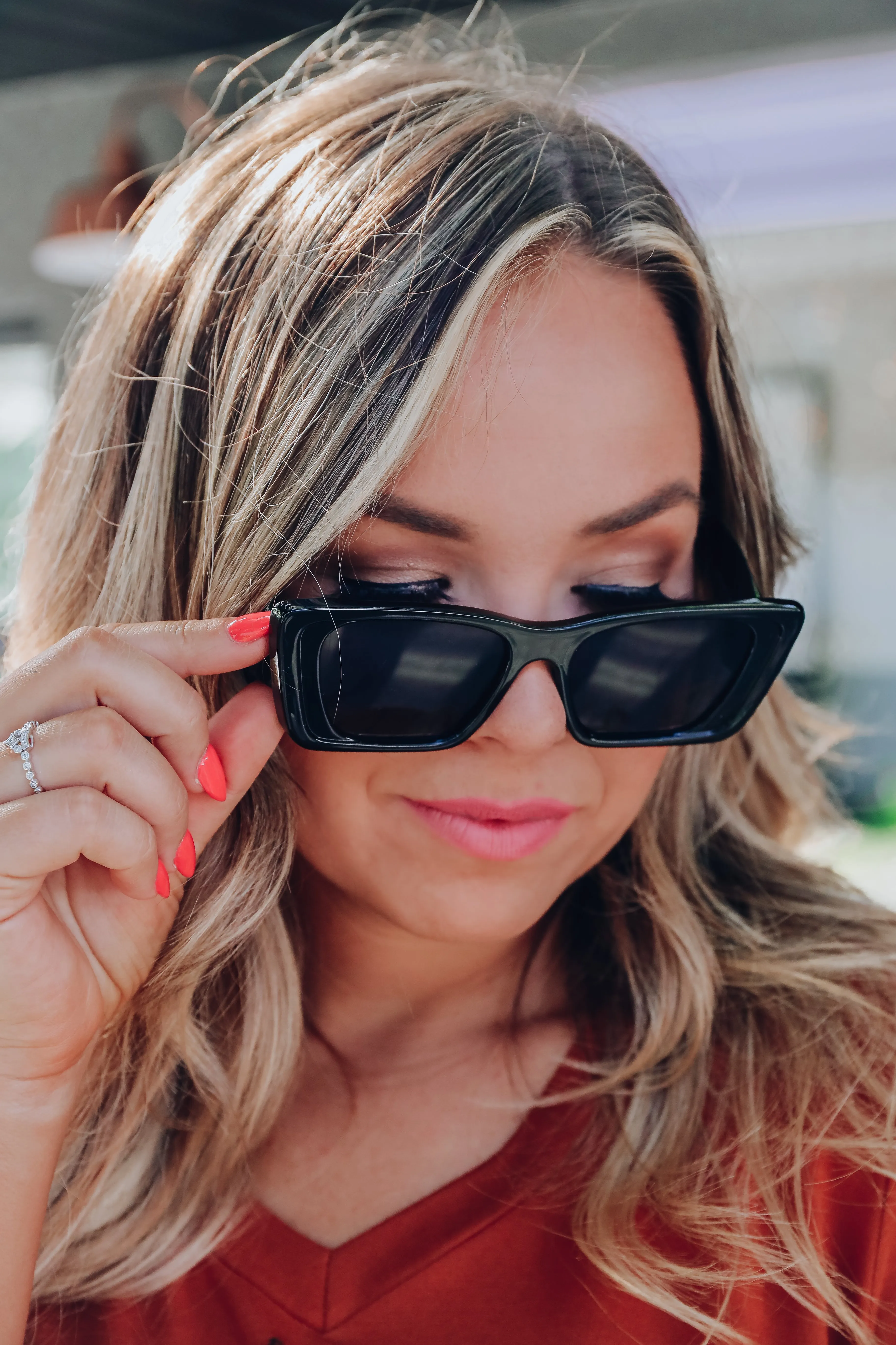 Fashion Frame Oversized Cat-Eye Sunglasses - Black