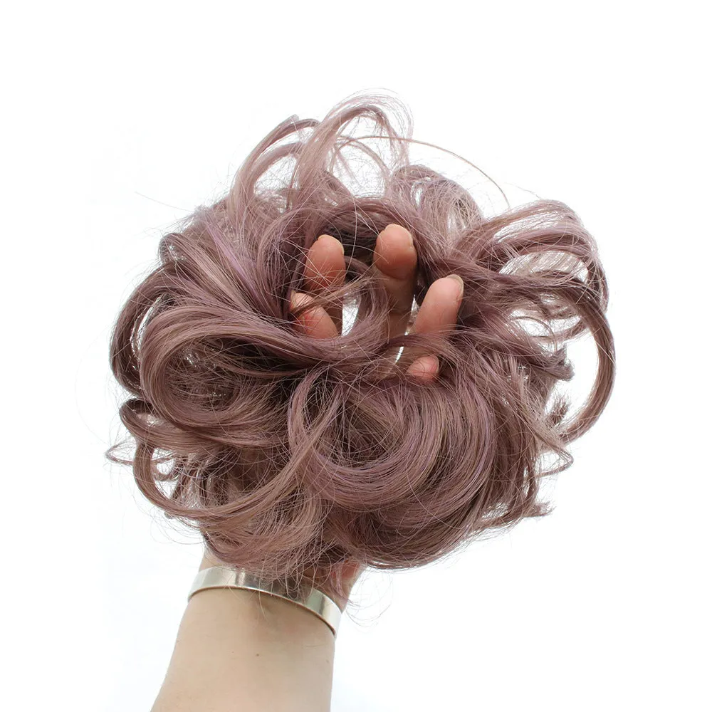 Fashion Synthetic Women Hair Pony Tail Hair Extension Bun Hairpiece Scrunchie Elastic Wedding Wave Curly  J26#
