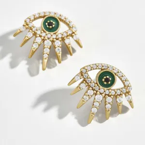 Ferosh Green Evil Eye Stud Earrings