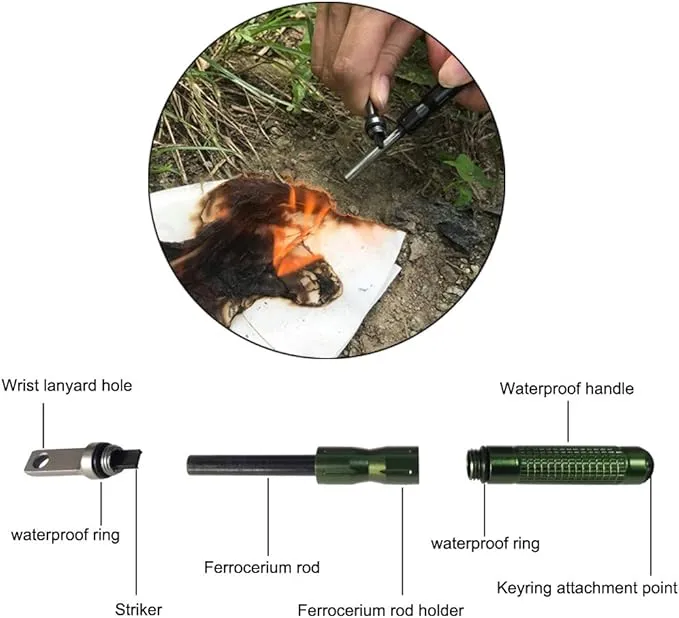 Ferro Rods - Fire Starter Sticks Fire Striker Flint and Steel Fire Starter Kit Survival Flint Fire Steel Spark Magnesium Rod for EDC, Camping,Hiking,Bush-Craft,Emergency Survival Kits