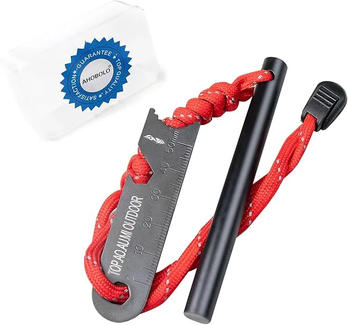 Fire Starter Survival Tool, Ferro Rod Fire Starter Kit & Backpacking Multitool, Fire Steel, Fire Rod