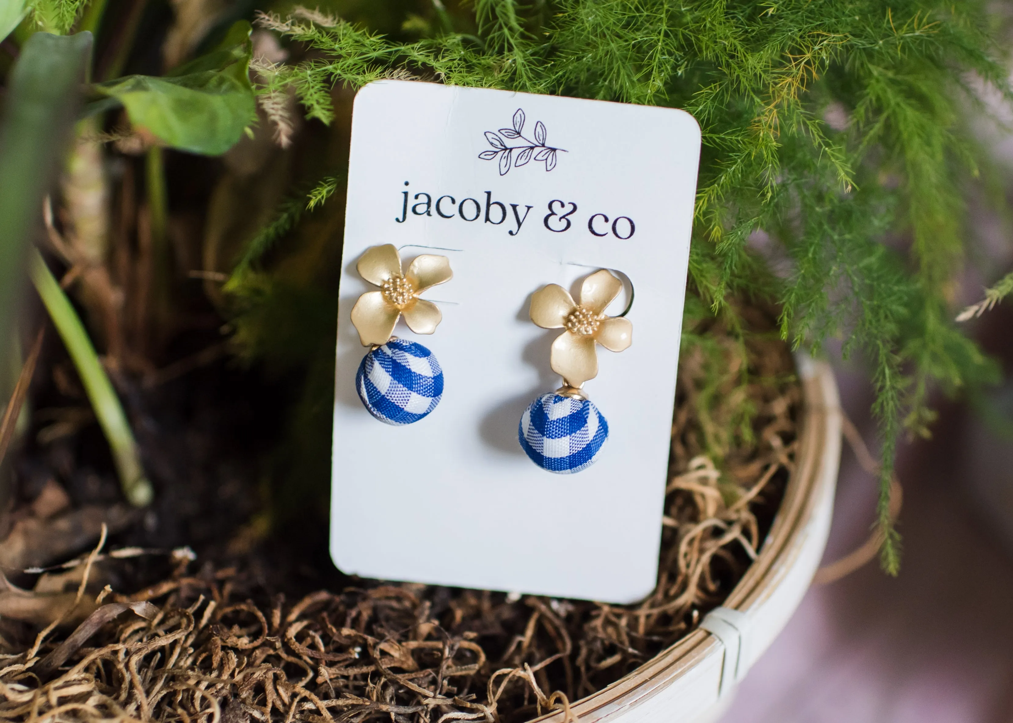 Floral Gingham Studs