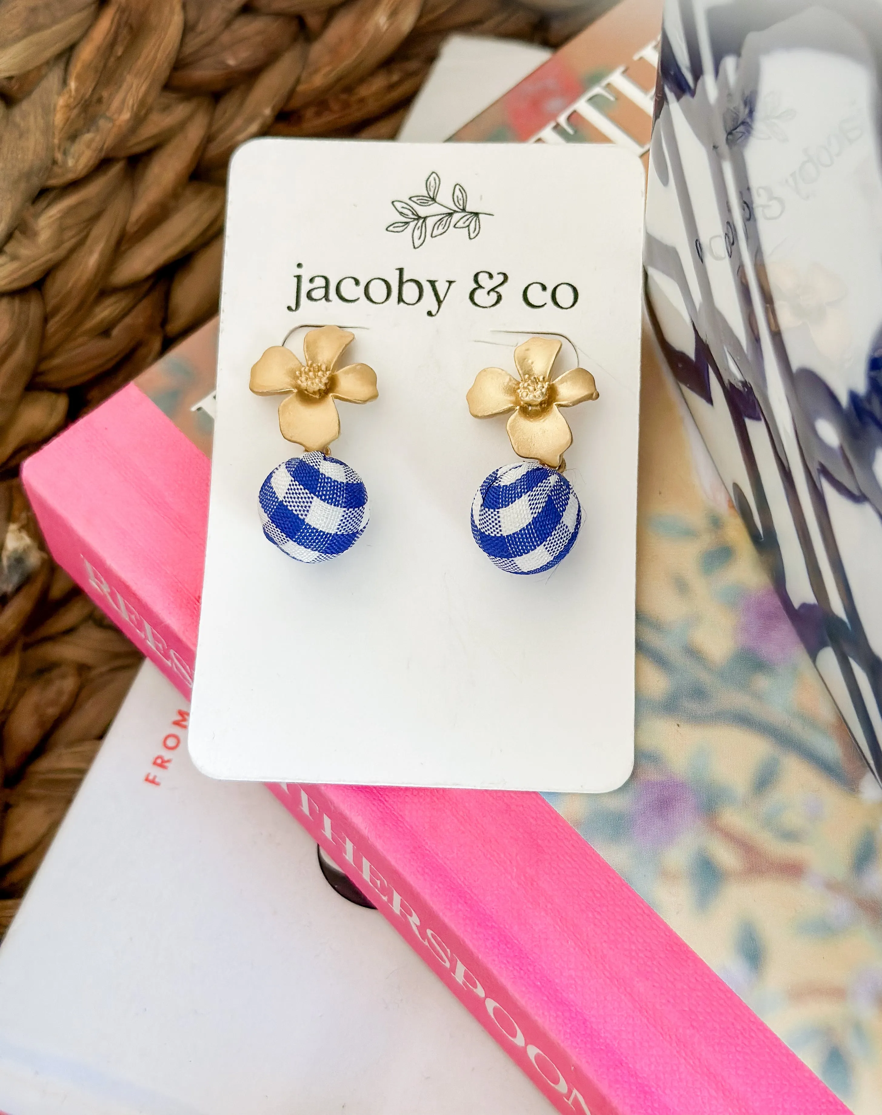 Floral Gingham Studs
