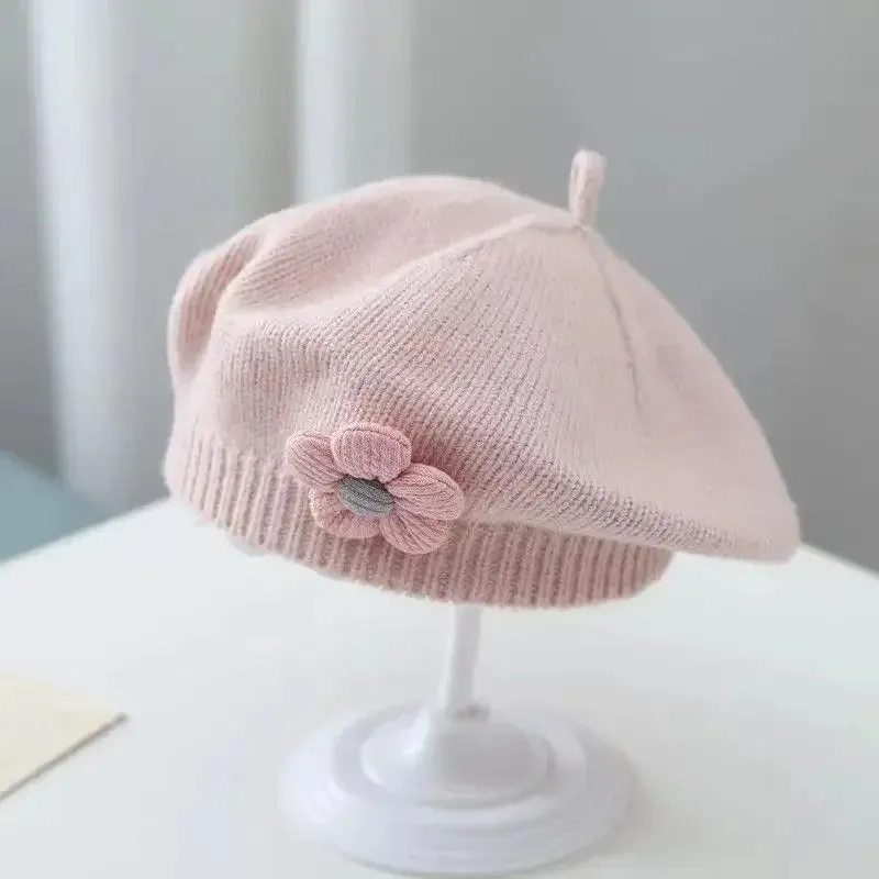 Flower Knitted Beret