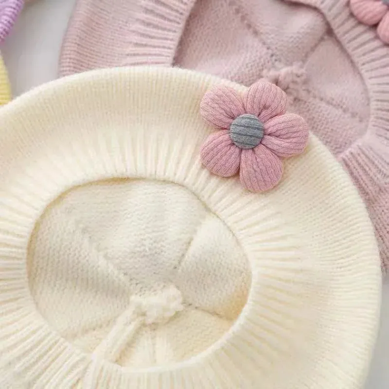 Flower Knitted Beret