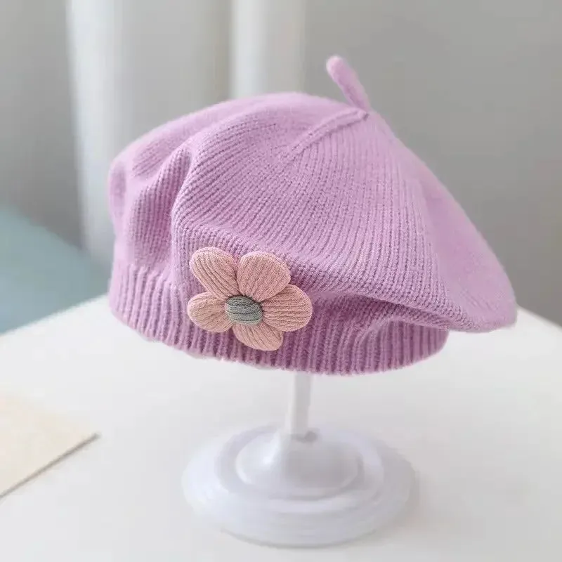Flower Knitted Beret