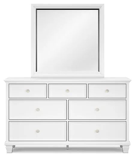 Fortman Full Panel Bed with Mirrored Dresser, Chest and Nightstand