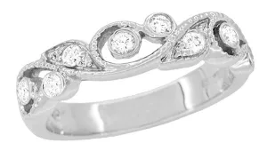 Frances Art Nouveau Style Diamond Wedding Ring in White Gold - 18K or 14K