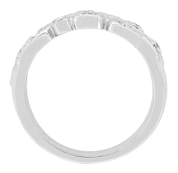 Frances Art Nouveau Style Diamond Wedding Ring in White Gold - 18K or 14K