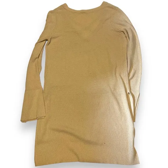 Free People Crisscross Tunic Sweater Womens Medium Beige Split Hem Neutral
