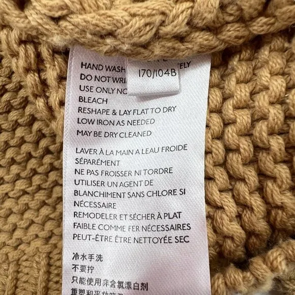 Free People Dream Mixed Knit Chunky Oversized Sweater in Camel Size Large