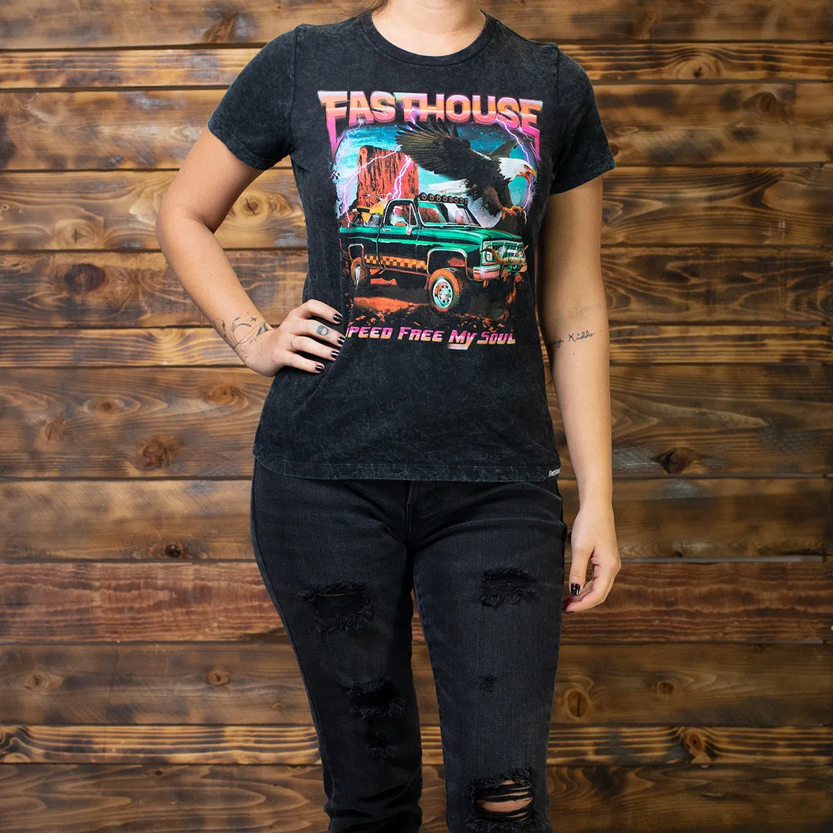 Freedom Women's Tee - Black Mineral Wash