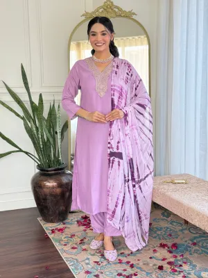 FRILLFIT : Tie-Dye Kurti Set with Embroidered Neckline