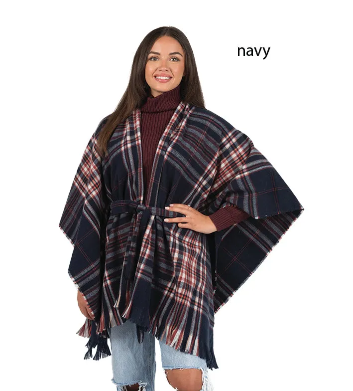 FSOR4275 - Belted Plaid Shawl