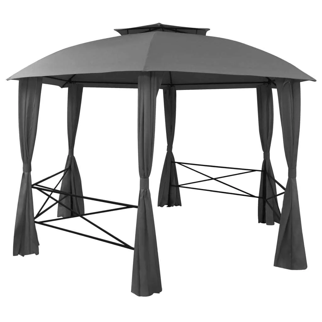 Garden Marquee Pavilion Tent with Curtains Hexagonal 11.8'x8.7'