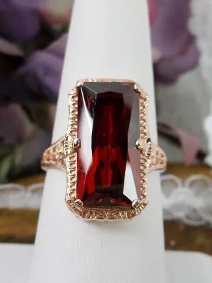 Garnet Ring, Rose Gold overlay, 1915 Vintage Style, Edwardian Jewelry #D232