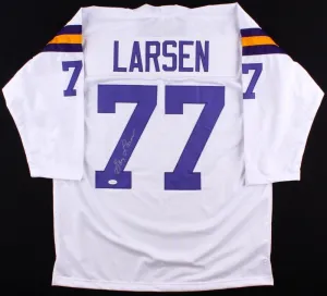 Gary Larsen Signed Vikings Throwback Jersey (TSE COA) 2x Pro Bowl (1969, 1970)