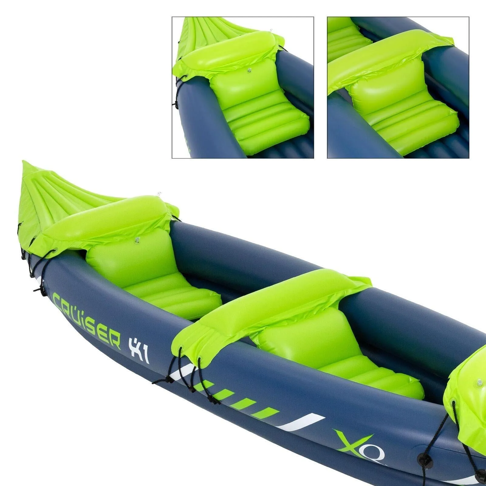 GEEZY 2 Man Person Inflatable Canoe Kayak Dinghy Boat with Double Paddle