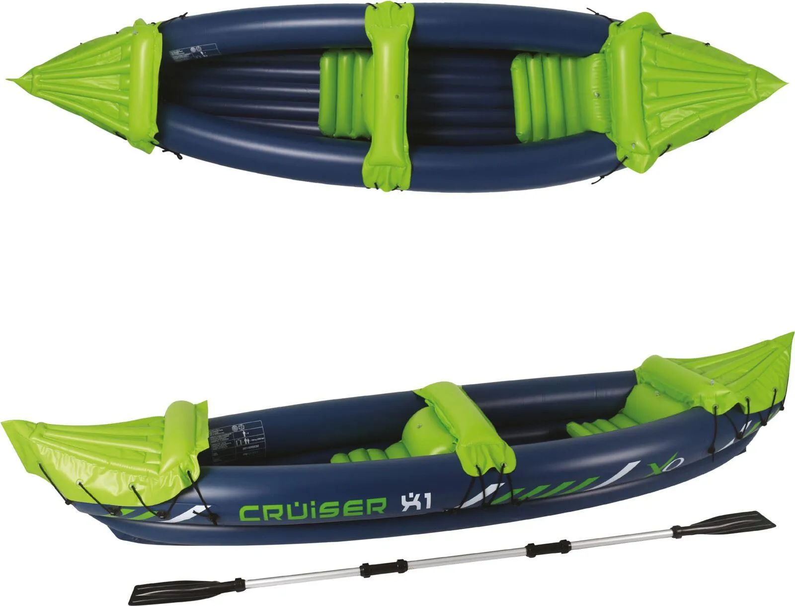GEEZY 2 Man Person Inflatable Canoe Kayak Dinghy Boat with Double Paddle
