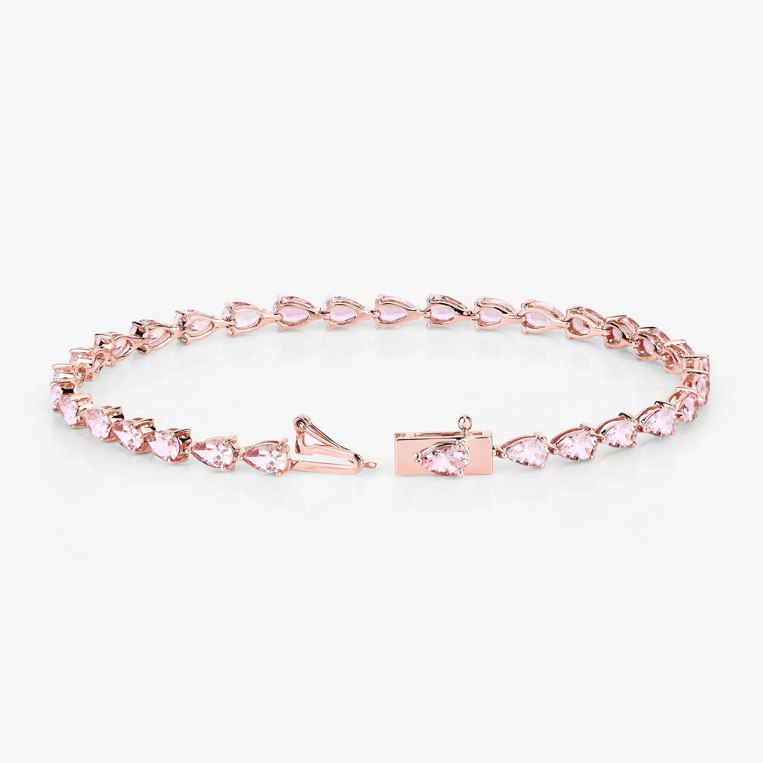Genuine 10K Rose Gold Morganite Tennis Bracelet
